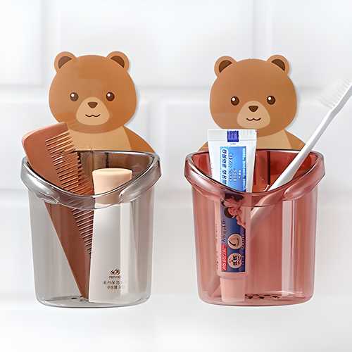 ToothBrush Holder-Wall Mounted Self Adhesive Teddy Bear  ToothBrush Holders(Pack of 2)