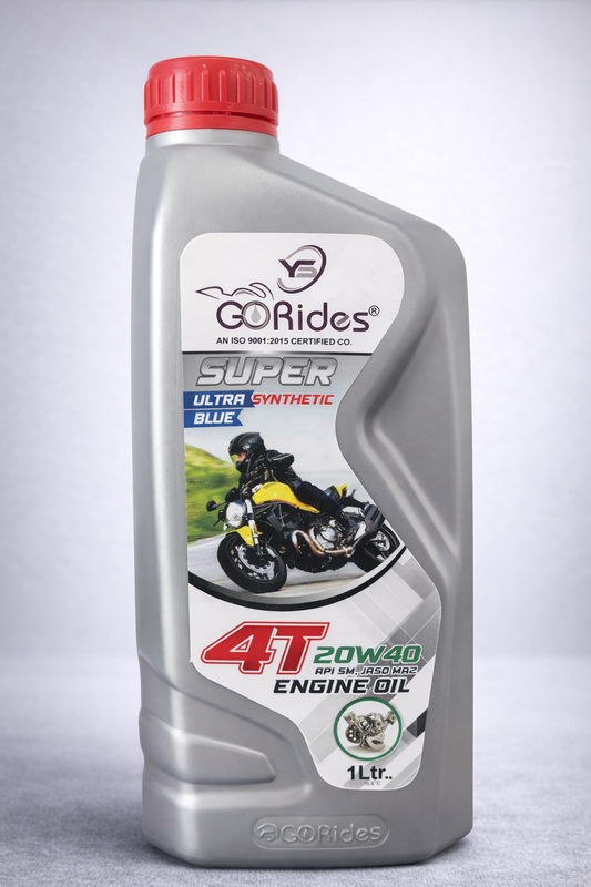 YS Go Rides Super 4T 20W-40 Ultra Fully Synthetic Blue Bike Engine Oil | Advanced Motorcycle Protection 1ltr